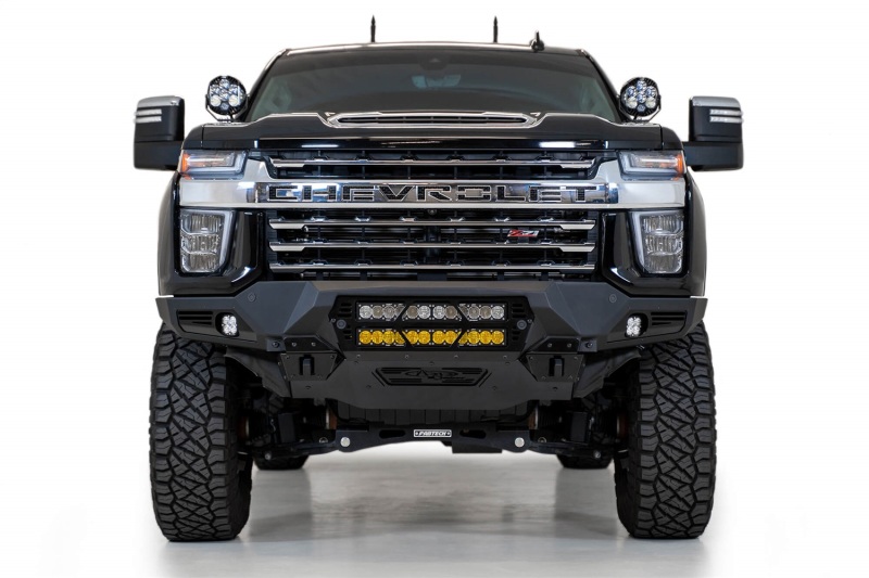 Chevrolet 3500 Front Bumper - Addictive Desert Designs - Bomber - Hammer Black with Satin Black Panels - `20-`27